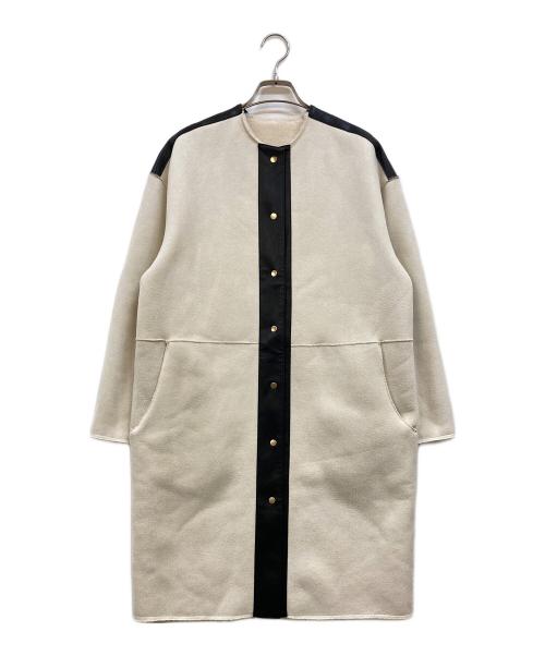 allureville（アルアバイル）allureville (アルアバイル) ノーカラー ボアリバーシブルコート ベージュ サイズ:1の古着・服飾アイテム