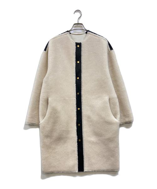 allureville（アルアバイル）allureville (アルアバイル) ノーカラー ボアリバーシブルコート ベージュ サイズ:1の古着・服飾アイテム
