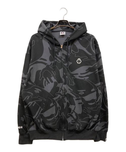 Aape BY A BATHING APE（エーエイプ バイ アベイシングエイプ）AAPE BY A BATHING APE (エーエイプ バイ アベイシングエイプ) NOW CLOVER ZIP UP HOODIE ブラック サイズ:XLの古着・服飾アイテム