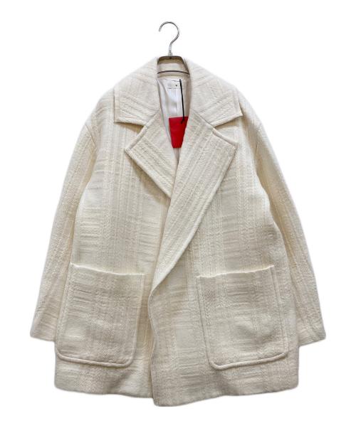 TOMORROWLAND .B（トゥモローランド ビー）TOMORROWLAND .B (トゥモローランド ビー) ロービングチェック ツイード ビッグカラーコート ホワイト サイズ:36の古着・服飾アイテム