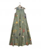 CABANキャバン）の古着「BLOOMIN' ART プリントロングワンピース」｜グリーン