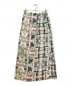 CABANキャバン）の古着「シルク パレルモフラワープリントサイドスリットスカート」｜ホワイト