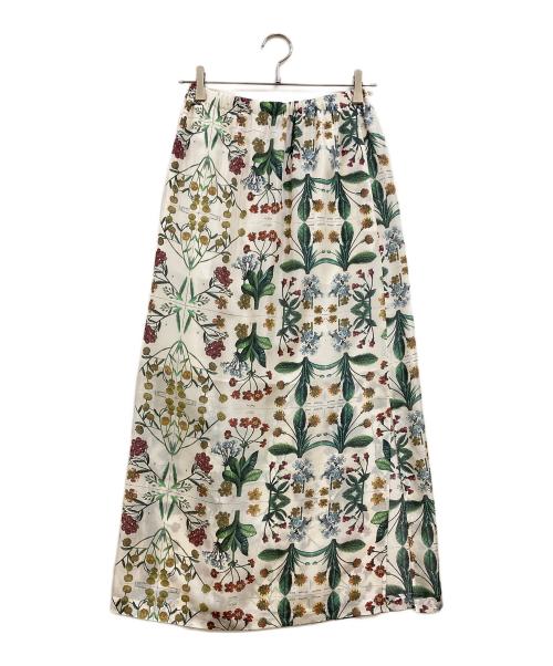 CABAN（キャバン）CABaN (キャバン) シルク パレルモフラワープリントサイドスリットスカート ホワイト サイズ:Fの古着・服飾アイテム