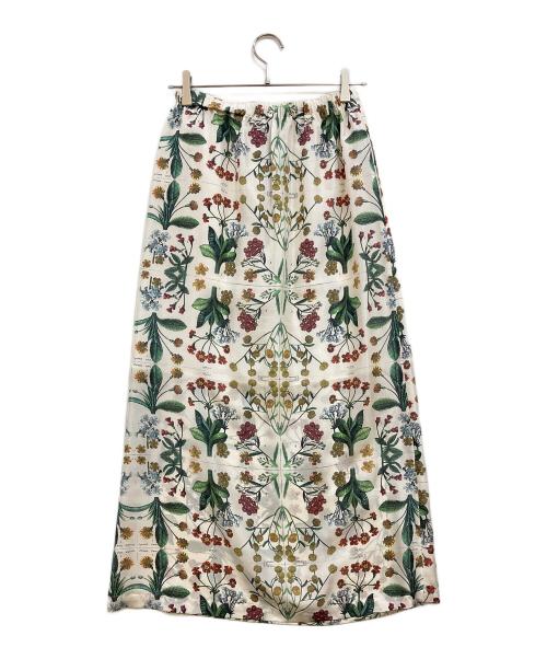 CABAN（キャバン）CABaN (キャバン) シルク パレルモフラワープリントサイドスリットスカート ホワイト サイズ:Fの古着・服飾アイテム