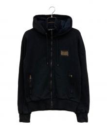 DOLCE & GABBANA（ドルチェ＆ガッバーナ）の古着「ロゴプレート付きジップアップパーカー」｜ブラック