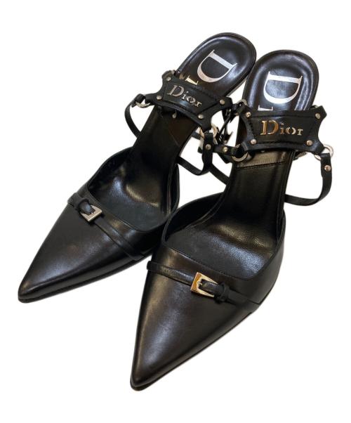 Christian Dior（クリスチャン ディオール）Christian Dior (クリスチャン ディオール) ハーネスロゴ プレートサンダル ブラック サイズ:36の古着・服飾アイテム