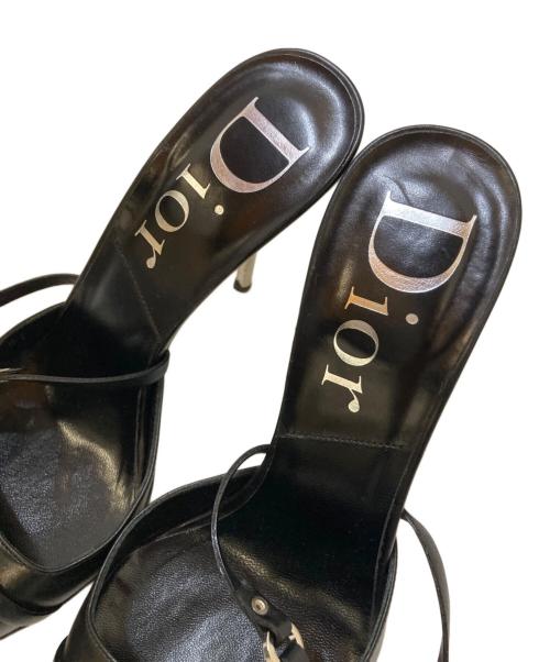 Christian Dior（クリスチャン ディオール）Christian Dior (クリスチャン ディオール) ハーネスロゴ プレートサンダル ブラック サイズ:36の古着・服飾アイテム