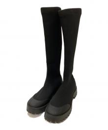 emmi atelier（エミアトリエ）の古着「ecoロングニットブーツ」｜ブラック