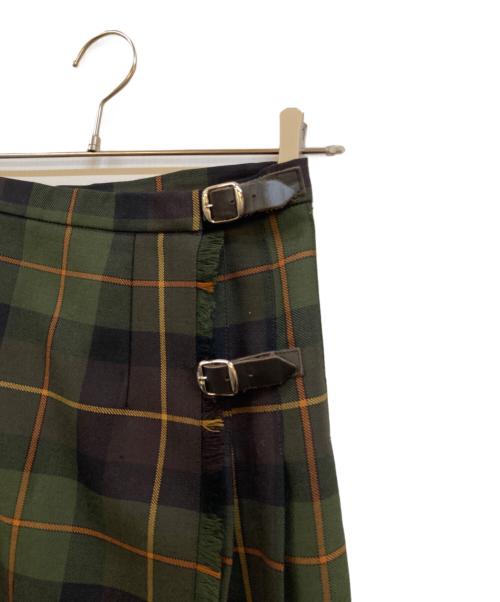 O'NEIL OF DUBLIN（オニールオブダブリン）O'NEIL OF DUBLIN (オニールオブダブリン) ウール チェック ラップスカート グリーン サイズ:36の古着・服飾アイテム