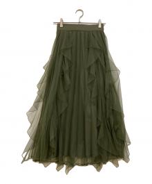 HARE（ハレ）の古着「シアープリーツフリルスカート」｜オリーブ