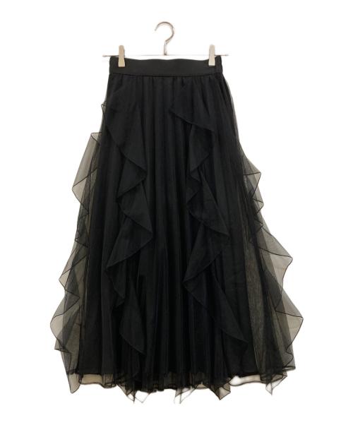 HARE（ハレ）HARE (ハレ) シアープリーツフリルスカート ブラック サイズ:F 未使用品の古着・服飾アイテム