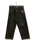 SOUTHPOLEサウスポール）の古着「ペイント加工バギーデニムパンツ」｜ブラック