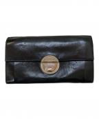 PRADAプラダ）の古着「サークルロゴ レザーロングウォレット」｜ブラック