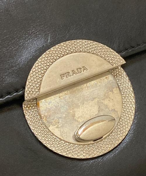 PRADA（プラダ）PRADA (プラダ) サークルロゴ レザーロングウォレット ブラックの古着・服飾アイテム