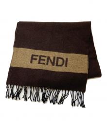 FENDI（フェンディ）の古着「ウールロゴマフラー」｜ブラウン