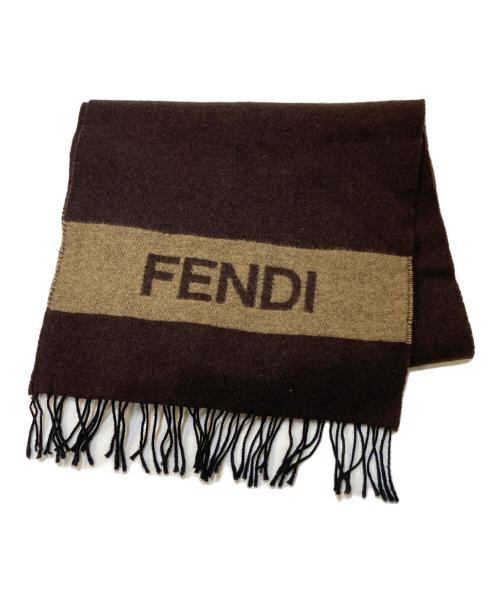 FENDI（フェンディ）FENDI (フェンディ) ウールロゴマフラー ブラウンの古着・服飾アイテム