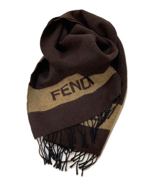 FENDI（フェンディ）FENDI (フェンディ) ウールロゴマフラー ブラウンの古着・服飾アイテム