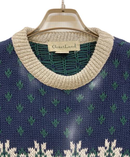 Great Land（グレートランド）Great Land (グレートランド) ノルディックセーター ネイビー×グレー サイズ:Lの古着・服飾アイテム