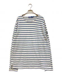 POLO RALPH LAUREN（ポロ・ラルフローレン）の古着「ストライプド ボートネック マリナーTシャツ」｜ブルー×ホワイト