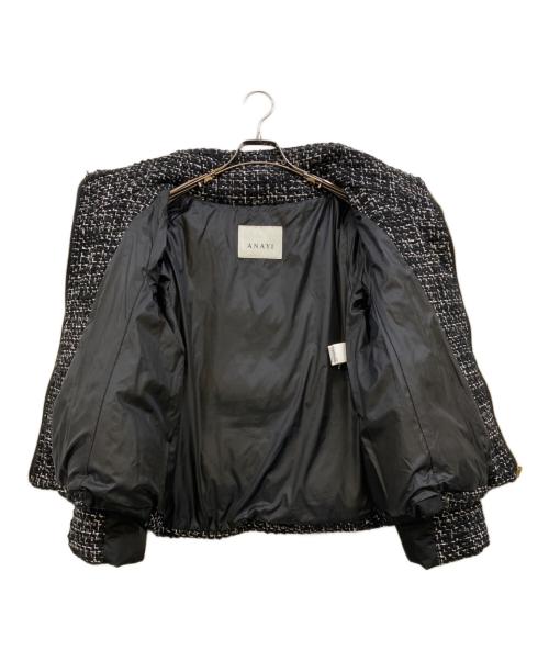 ANAYI（アナイ）ANAYI (アナイ) リングツイードスタンドダウンコート ブラック サイズ:38の古着・服飾アイテム