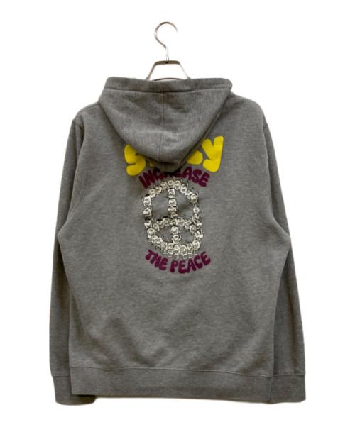 stussy（ステューシー）stussy (ステューシー) ピースマーク バックプリントパーカー グレー サイズ:Lの古着・服飾アイテム