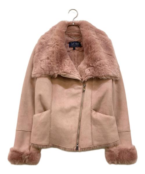 ARMANI JEANS（アルマーニジーンズ）ARMANI JEANS (アルマーニジーンズ) ファー付ムートンジャケット ピンク サイズ:42の古着・服飾アイテム