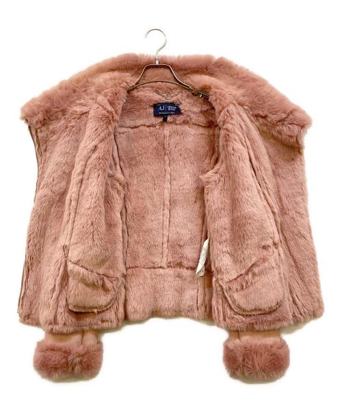 ARMANI JEANS（アルマーニジーンズ）ARMANI JEANS (アルマーニジーンズ) ファー付ムートンジャケット ピンク サイズ:42の古着・服飾アイテム