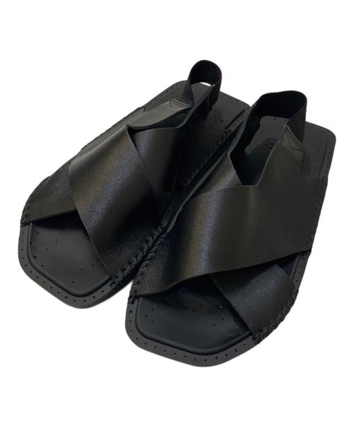 Y-3（ワイスリー）Y-3 (ワイスリー) ロゴストラップ スクエアサンダル ブラック サイズ:7の古着・服飾アイテム