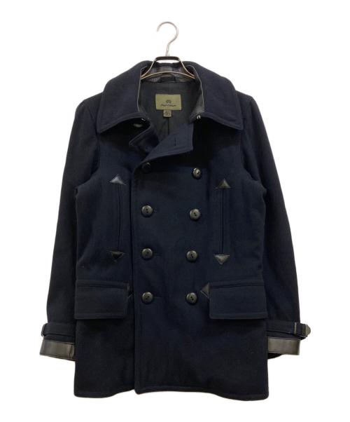 NIGEL CABOURN（ナイジェルケーボン）NIGEL CABOURN (ナイジェルケーボン) レザー切替メルトンコート ネイビー サイズ:46の古着・服飾アイテム