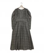 HER LIP TOハーリップトゥ）の古着「GallieraPlaidLongDress」｜グレー