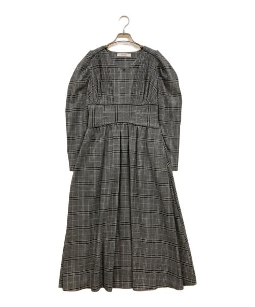 HER LIP TO（ハーリップトゥ）Her lip to (ハーリップトゥ) GallieraPlaidLongDress グレー サイズ:Ｍの古着・服飾アイテム