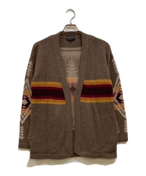 PENDLETON（ペンドルトン）PENDLETON (ペンドルトン) 総柄カ－ディガン ブラウン サイズ:Ｍの古着・服飾アイテム