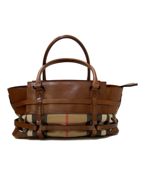 BURBERRY（バーバリー）BURBERRY (バーバリー) ノバチェックハ レザー切替トートバッグ ブラウン サイズ:下記参照の古着・服飾アイテム