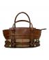 BURBERRY (バーバリー) ノバチェックハ レザー切替トートバッグ ブラウン サイズ:下記参照：36000円
