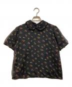 tricot COMME des GARCONSトリココムデギャルソン）の古着「花柄シアーブラウス」｜ブラック