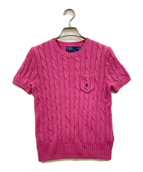POLO RALPH LAUREN（ポロ・ラルフローレン）POLO RALPH LAUREN (ポロ・ラルフローレン) 半袖ケーブルニット ピンク サイズ:Ｍの古着・服飾アイテム
