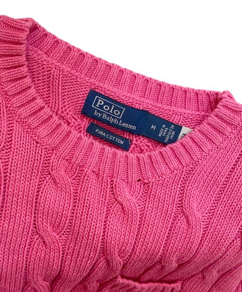 POLO RALPH LAUREN（ポロ・ラルフローレン）POLO RALPH LAUREN (ポロ・ラルフローレン) 半袖ケーブルニット ピンク サイズ:Ｍの古着・服飾アイテム