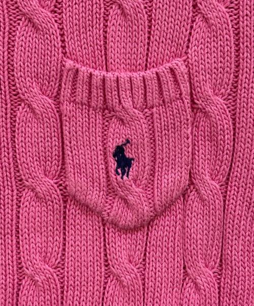 POLO RALPH LAUREN（ポロ・ラルフローレン）POLO RALPH LAUREN (ポロ・ラルフローレン) 半袖ケーブルニット ピンク サイズ:Ｍの古着・服飾アイテム