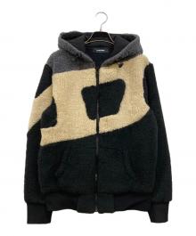 DIESEL（ディーゼル）の古着「ボアフリースフーデッドジャケット」｜ブラック×ホワイト
