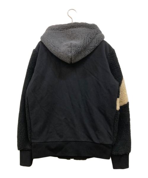 DIESEL（ディーゼル）DIESEL (ディーゼル) ボアフリースフーデッドジャケット ブラック×ホワイト サイズ:XXSの古着・服飾アイテム