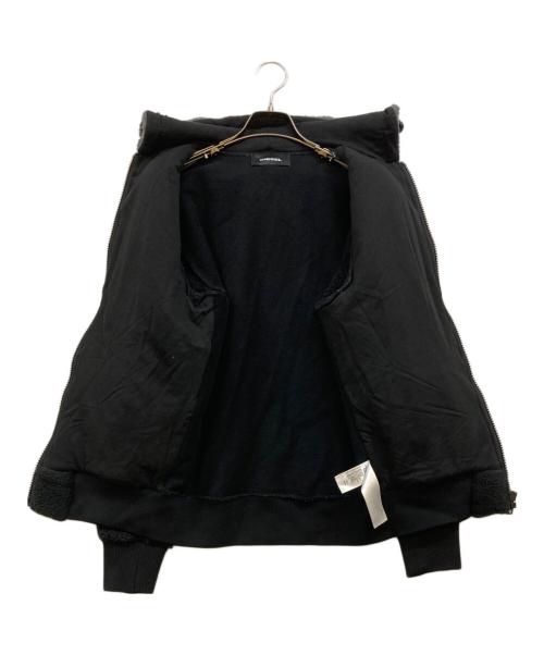 DIESEL（ディーゼル）DIESEL (ディーゼル) ボアフリースフーデッドジャケット ブラック×ホワイト サイズ:XXSの古着・服飾アイテム