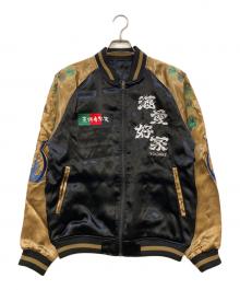 YOIDORE×写楽（ヨイドレ×シャラク）の古着「浮世絵 リバーシブルスカジャン」｜ブラック×ゴールド