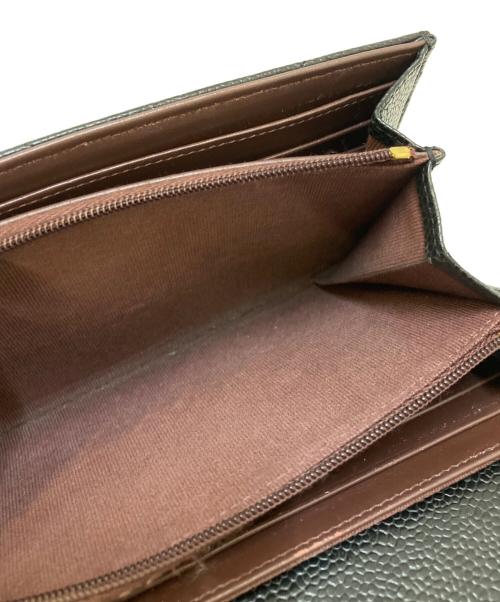 CHANEL（シャネル）CHANEL (シャネル) ココマーク マトラッセ キャビアスキン クラシック ロングフラップウォレット ブラックの古着・服飾アイテム