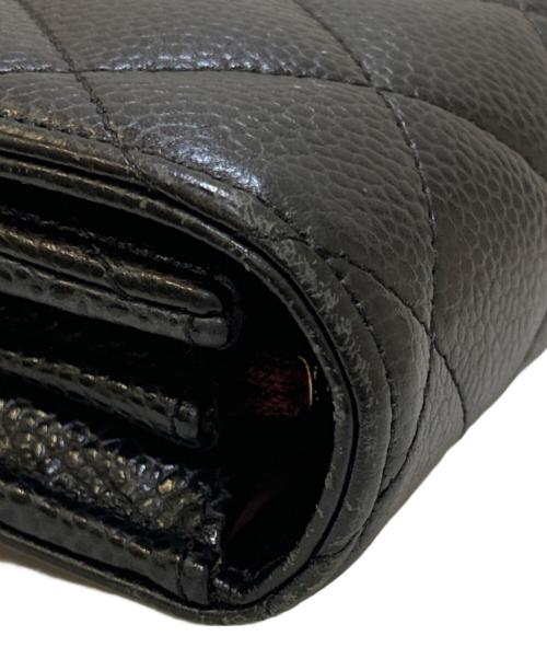 CHANEL（シャネル）CHANEL (シャネル) ココマーク マトラッセ キャビアスキン クラシック ロングフラップウォレット ブラックの古着・服飾アイテム