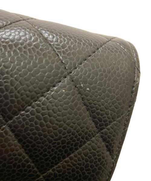 CHANEL（シャネル）CHANEL (シャネル) ココマーク マトラッセ キャビアスキン クラシック ロングフラップウォレット ブラックの古着・服飾アイテム