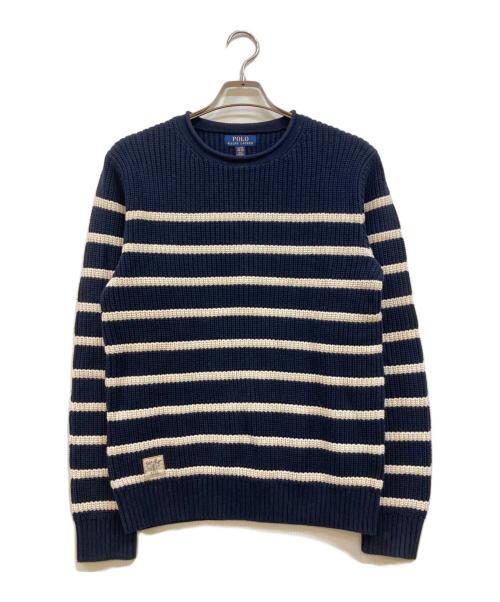 POLO RALPH LAUREN（ポロ・ラルフローレン）POLO RALPH LAUREN (ポロ・ラルフローレン) コットンボーダーニット ネイビー サイズ:XLの古着・服飾アイテム