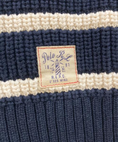 POLO RALPH LAUREN（ポロ・ラルフローレン）POLO RALPH LAUREN (ポロ・ラルフローレン) コットンボーダーニット ネイビー サイズ:XLの古着・服飾アイテム