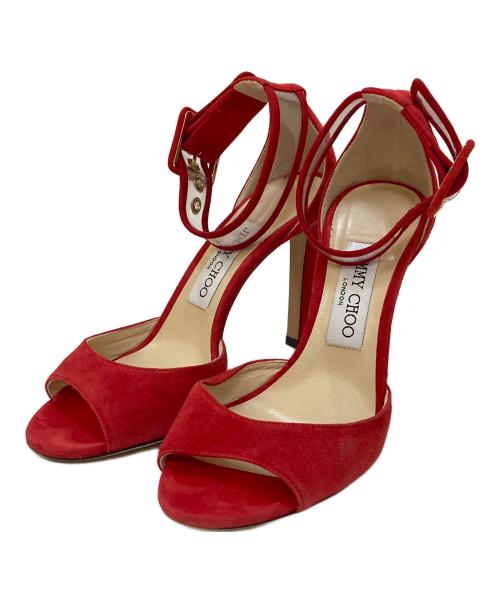 JIMMY CHOO（ジミーチュウ）JIMMY CHOO (ジミーチュウ) スウェードハイヒールパンプス レッド サイズ:36の古着・服飾アイテム