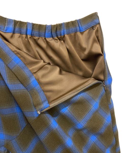 Ameri（アメリ）Ameri (アメリ) CHECK EYELET SEMI FLARE SKIRT ブラウン×ブルー サイズ:Sの古着・服飾アイテム