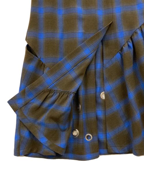 Ameri（アメリ）Ameri (アメリ) CHECK EYELET SEMI FLARE SKIRT ブラウン×ブルー サイズ:Sの古着・服飾アイテム
